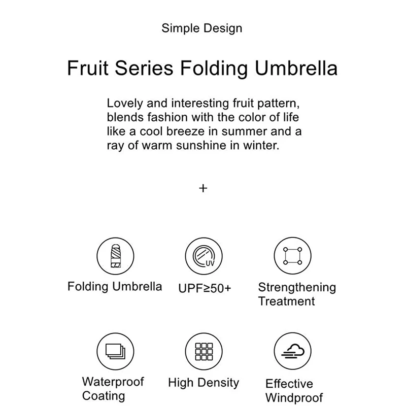 Folding Umbrella Fruit Series Mini Portable Rain or Sun Proof and UV Protection Travel | Дом и сад