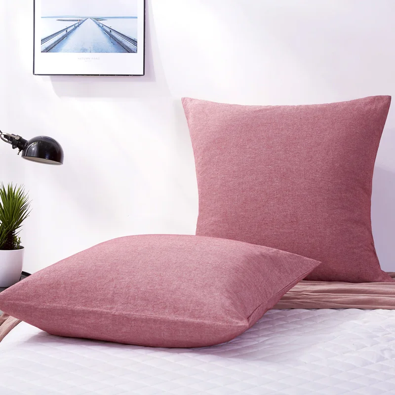 PHF Cotton Back Cushion Pillow Cover 45*45 cm Yarn Dye Pad For Solid Two-Pack Solid Russet Red Dark Grey Blue Color