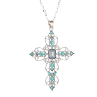 god we trust in cross pendant necklace jewelry for womens classic bohemian hollow zircon pendant necklace clavicle chain