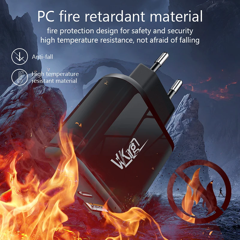 VVKing USB зарядное устройство 18 Вт PD Быстрая зарядка usb type C HD Smart display EU разъем для iPhone