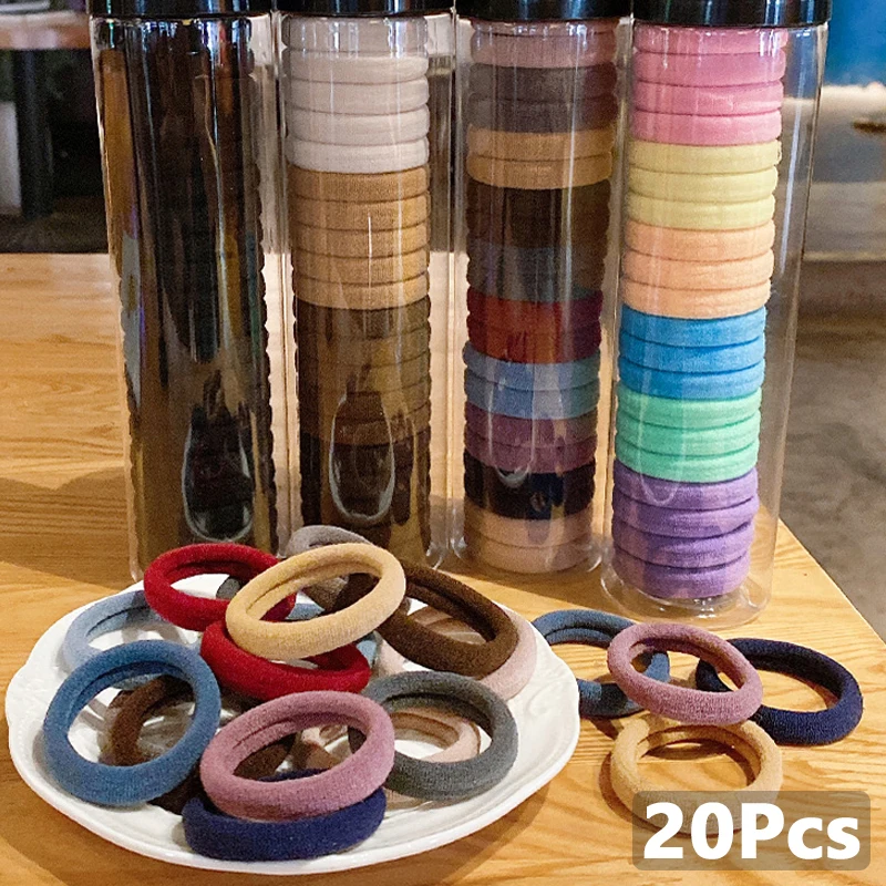 Bandes élastiques colorées en Polyester pour femmes et filles  5CM  20 pièces/boîte  support queue