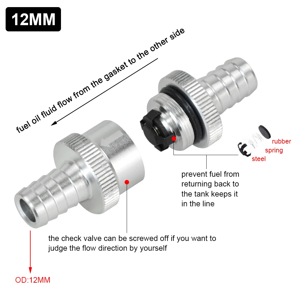 WLR RACING 1/2 &quot12 мм без возврата односторонний топливный обратный клапан из