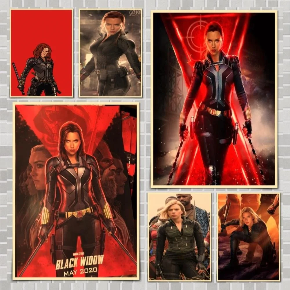 

Black Widow Movie Poster Wall Stickers For Home Room Bar Decor Art
