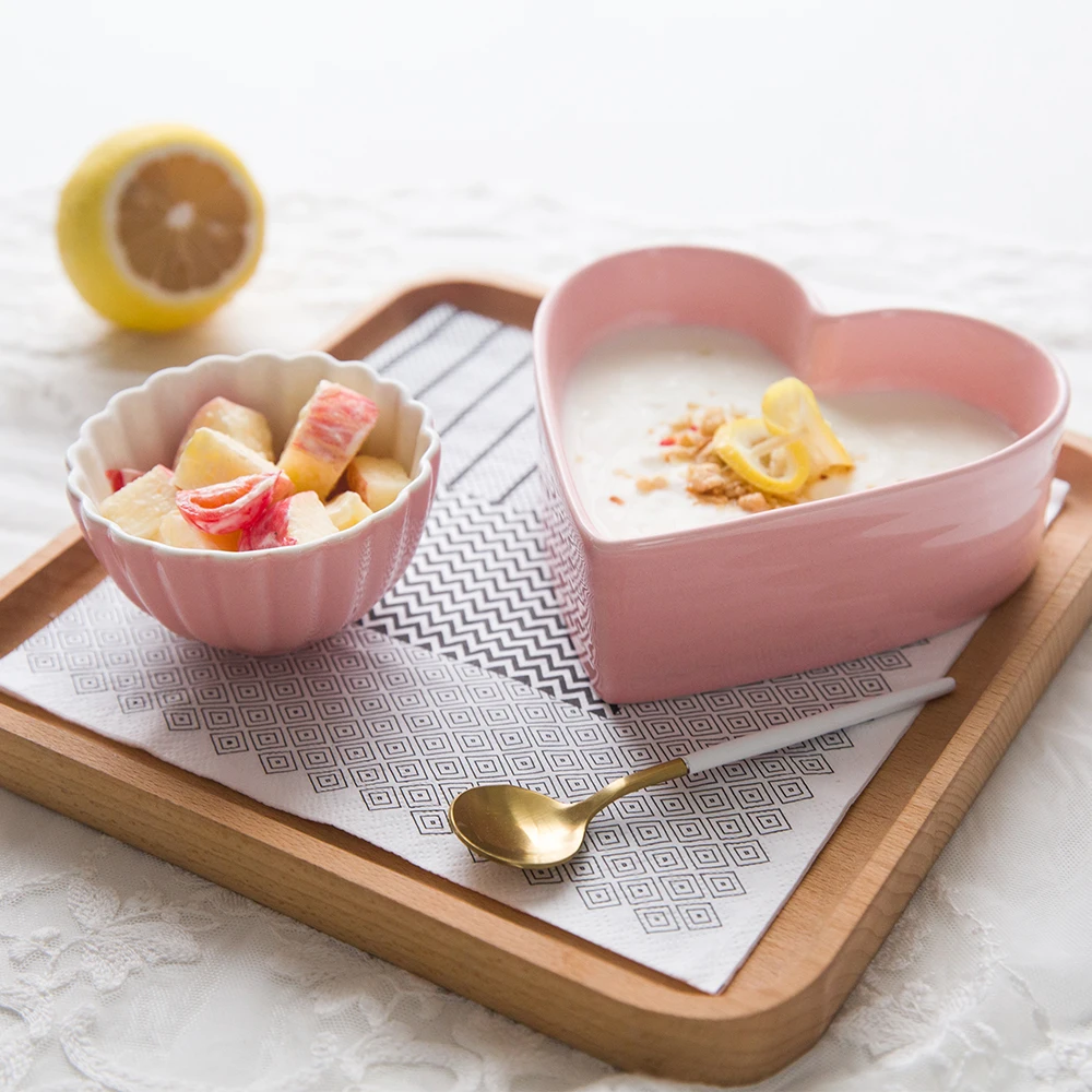 1 шт. японский розовый цвет керамическая двухслойная миска для пудинга выпечки