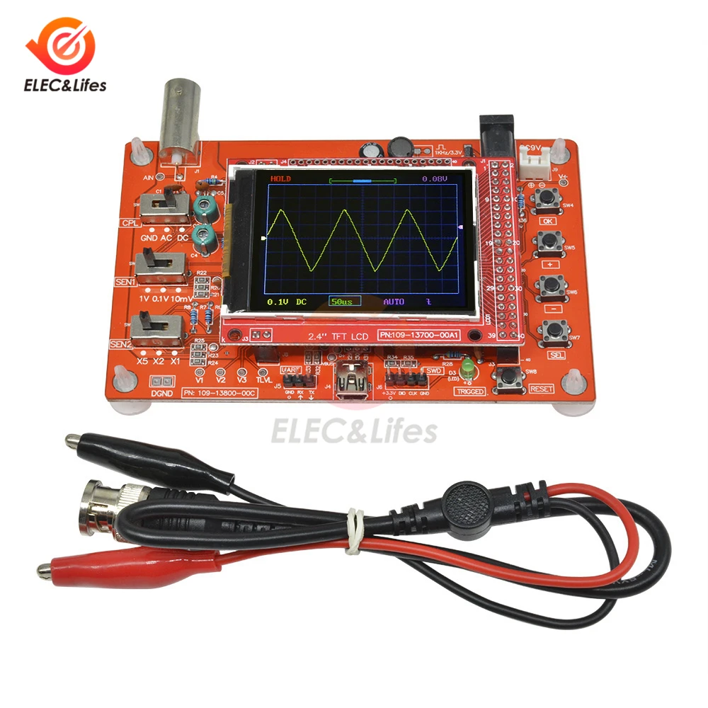 Полностью собранные 2," TFT lcd Цифровые комплекты осциллографов 12 бит с открытым исходным кодом ARM осциллограф с зондом крокодил тестовый зажим