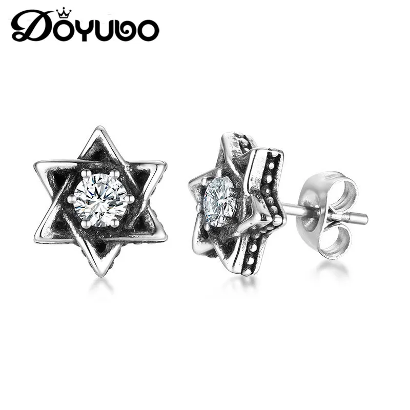 

DOYUBO модные 316L серьги-гвоздики из нержавеющей стали шестигранные ювелирные изделия для мужчин Винтажные серьги с фианитом аксессуары DB172