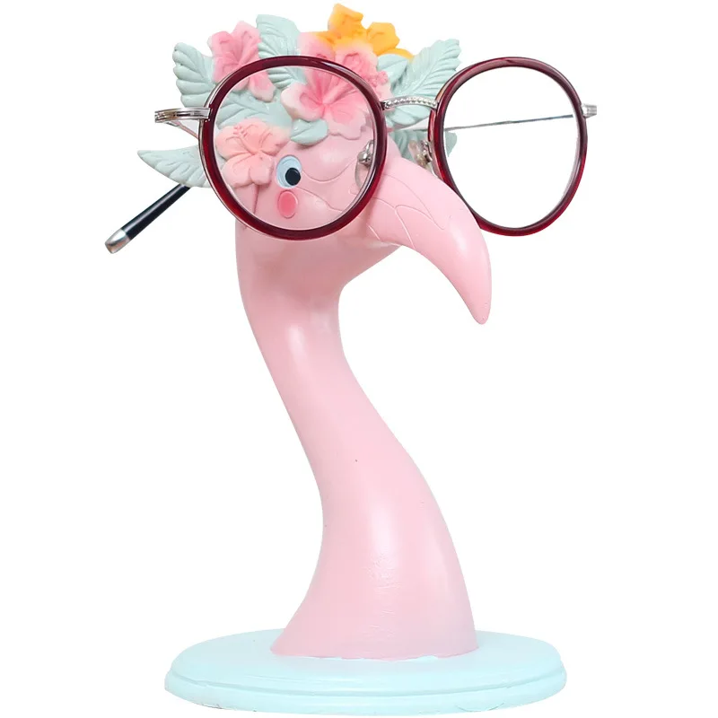 

Cartoon Pink Flamingos Spectacle Frame Statue Resin Loveliness Animal Glasses Holder Multipurpose Home Decoration Accessories