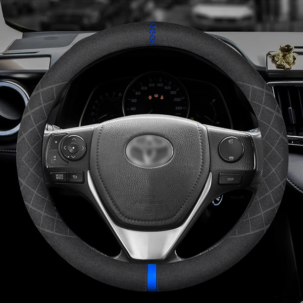 

Suede steering wheel cover is suitable for Toyota Corolla Camry Rav4 Auris Prius Yalis leather handle cover