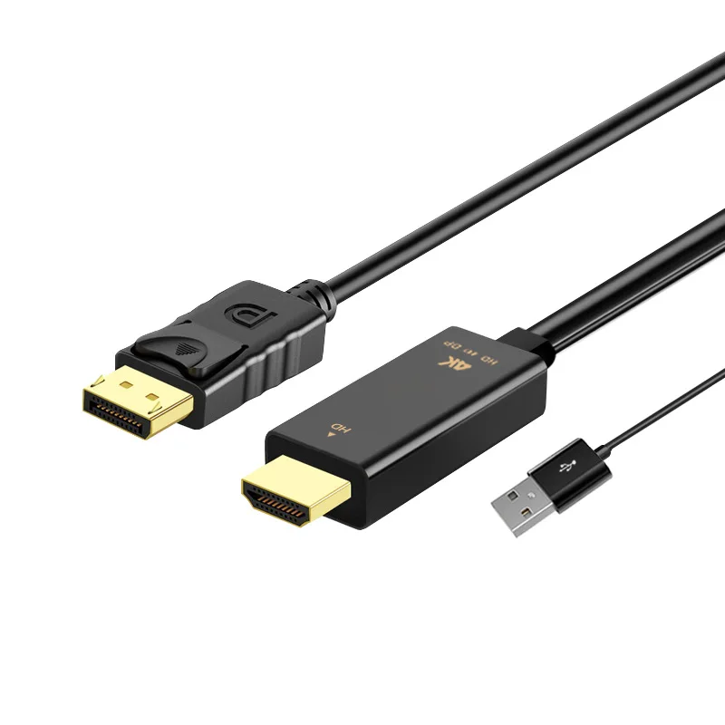 

H147 HDMI-Compatible/M+USB2.0 To DP/M Cable Adapter For Computer PC Laptop PS4 To DP 4K HD Cable Converter, 1.8 Meter