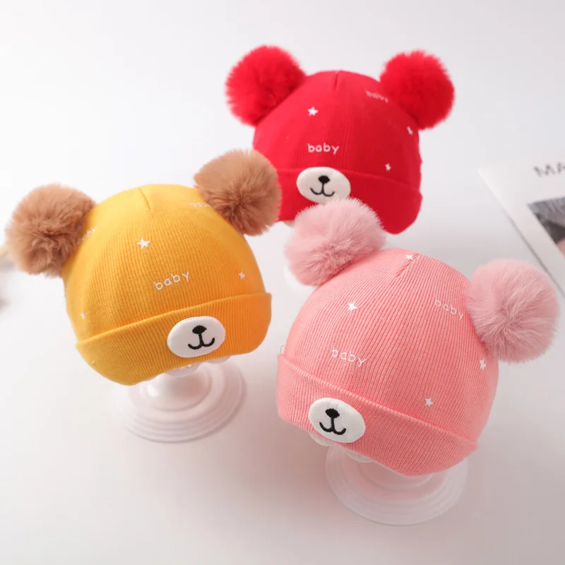 

Baby Hat Winter Autumn Super Cute Baby Warm Cap Cartoon Boy Girl Baby Wool Hat for Newborn Baby Knitted Hat Cotton Plain Print