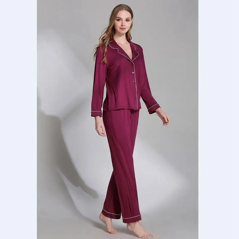 Женская Хлопковая пижама Smmoloa из модала с длинными рукавами на осень и зиму |
