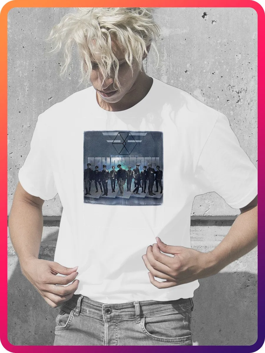 Футболка мужская белая EXO (Экзо boyband K-pop J-pop Сухо Сиумин D.O.) 3156 | Мужская одежда