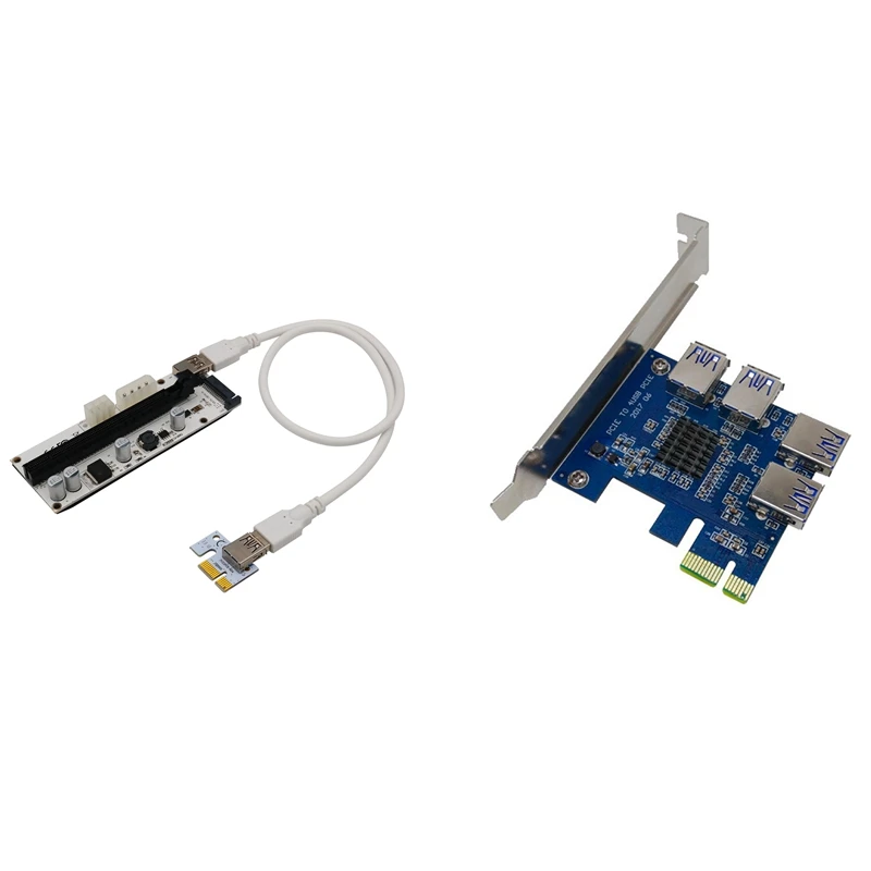 

1 Pcs PCI-E Adapter Card & 1 Set 60CM PCI-E 1X To 16X Extender PCIE Riser Card