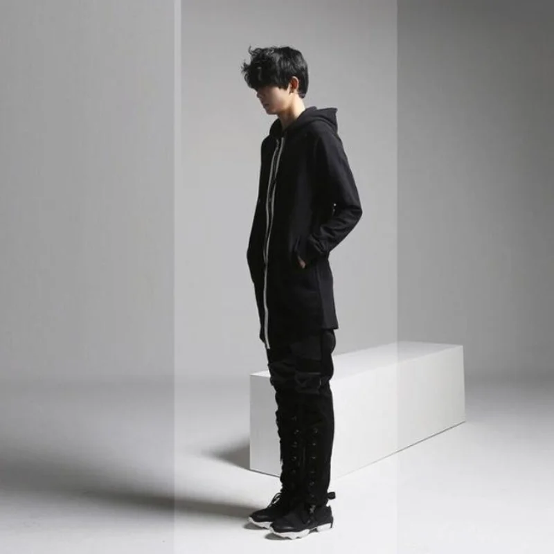 Мужская Длинная толстовка в стиле хип хоп уличная одежда большого размера с