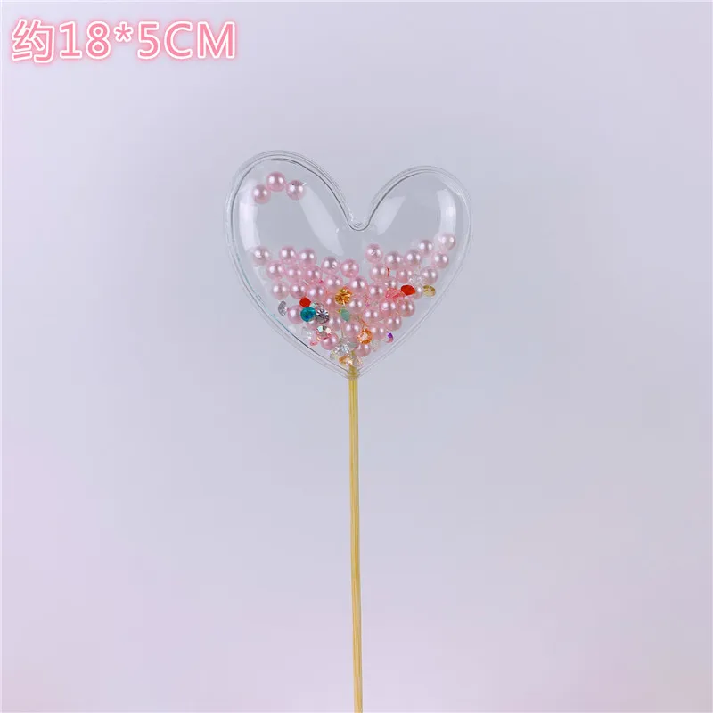 pearlheart Шикарная Фея Прозрачная Звезда Любовь вставки корона облако Блестящий торт Топпер на День святого Валентина Детские вечерние украшения милые подарки - Цвет: pearlheart
