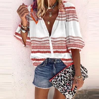 womens shirts loose ladies top ethnic striped casual clothing casual loose ladies clothes 2021 summer clothes for women outfit