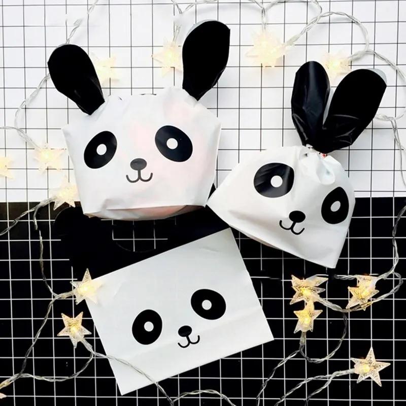 120 шт DIY пластиковый мешок печенья мультфильм панда шаблон держатель для хранения