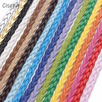 10meterslot 15 colors 5mm flat braided leather cord for necklace bracelet string rope thread lace diy jewelry making findings