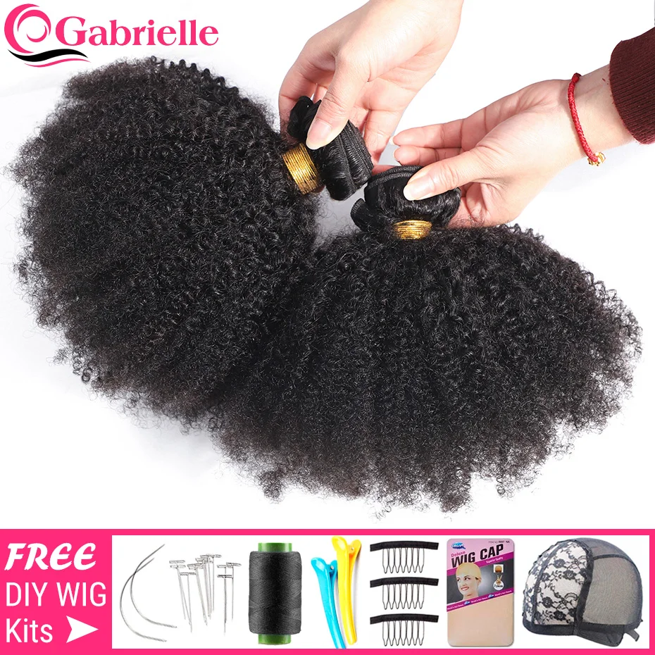 Gabrielle Afro Kinky Curly Hair Brazilian Hair Weave Bundles Natural Color Wholesale 3-5-10 Pcs Human Hair Extensions Remy Hair
