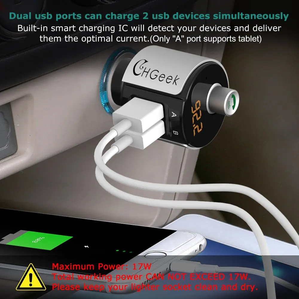 

1 pcs Wireless Bluetooth Modulator 12-24v Bluetooth car transmitter Dual USB LED Display Fashion