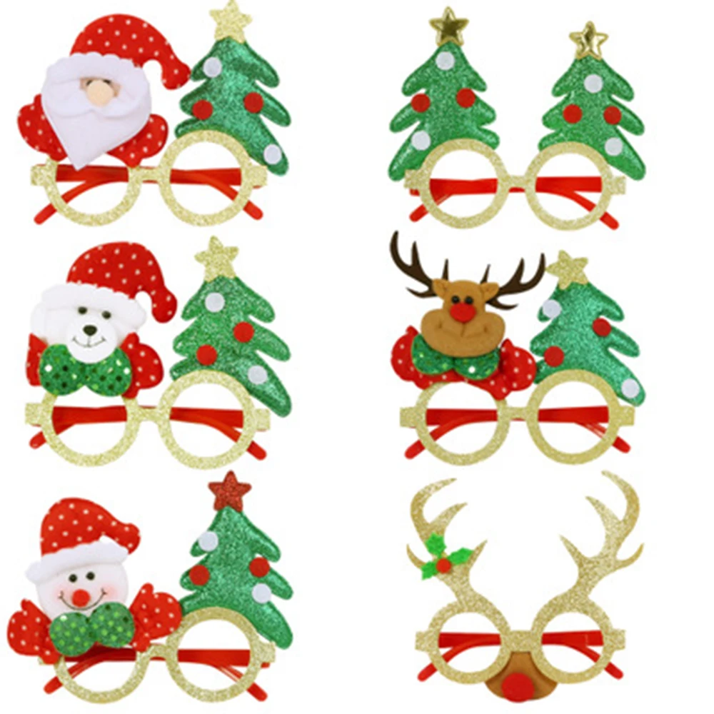 

Novelty Christmas Costume Party Mask Snowman Santa Reindeer Tree Glasses Frame Eyewear For Kids Merry Christmas Decoration Gifts