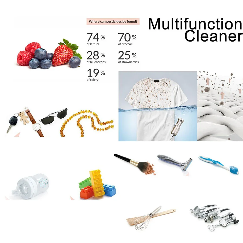 Портативный ультразвуковой очиститель 6L 70 вт ультразвуковая очистка для фруктов