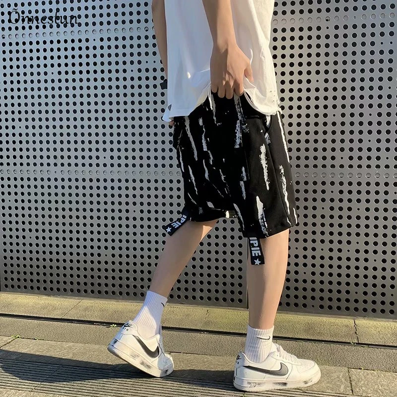 

Onnestun Summer Shorts Men 2021 New Casual Hip hop Ribbon design Man clothes Fashion Street Hawaii Beach Black Shorts Men