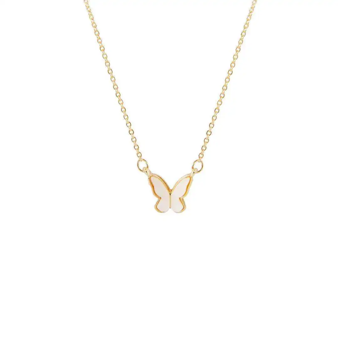 

Summer Vacation Style Pearl Necklace Small Fresh Daisy Flower Pendant Metal Rose Flower Necklace Butterfly Clavicle Chain