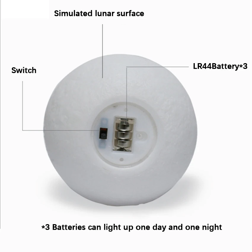 3D Printing LED Moon Lamp Night LR44 Button Battery Lunar Light 7 Color Flash Twinkle Atmosphere Children Gift | Лампы и освещение