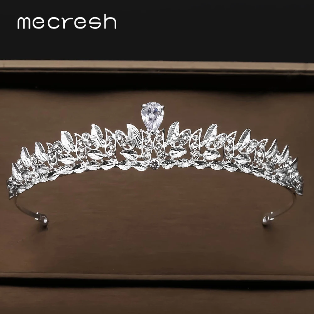 Mecresh листья циркона короны невесты тиары Кристалл Quinceanera для конкурса