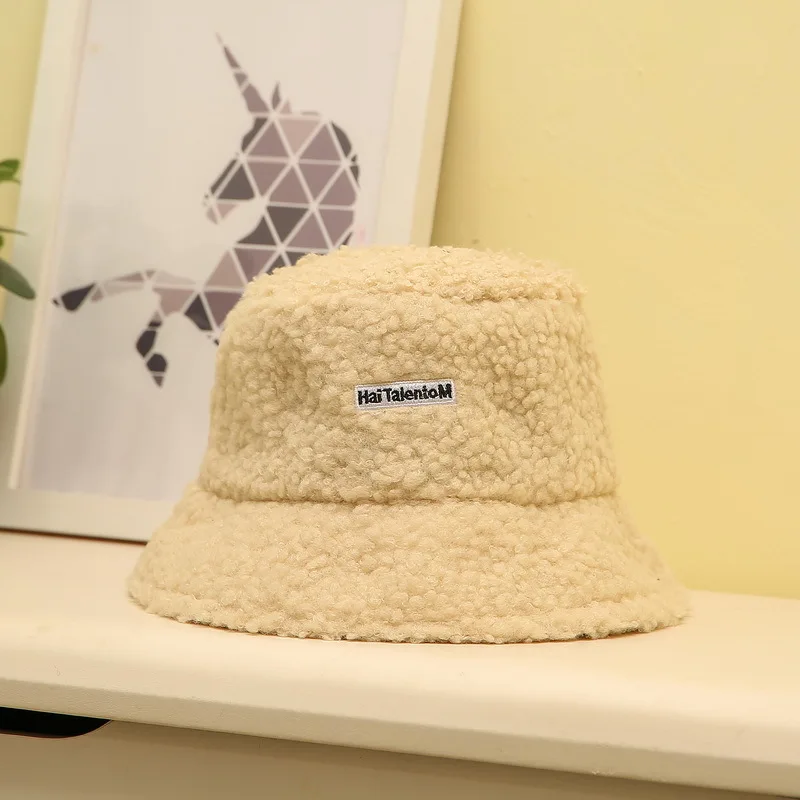 

2021 New Bucket Hat Winter Women Teddy Velvet Warm Ear Protector Fisherman Hat Accessories Vintage Lamb Velvet Cap Gift For Girl