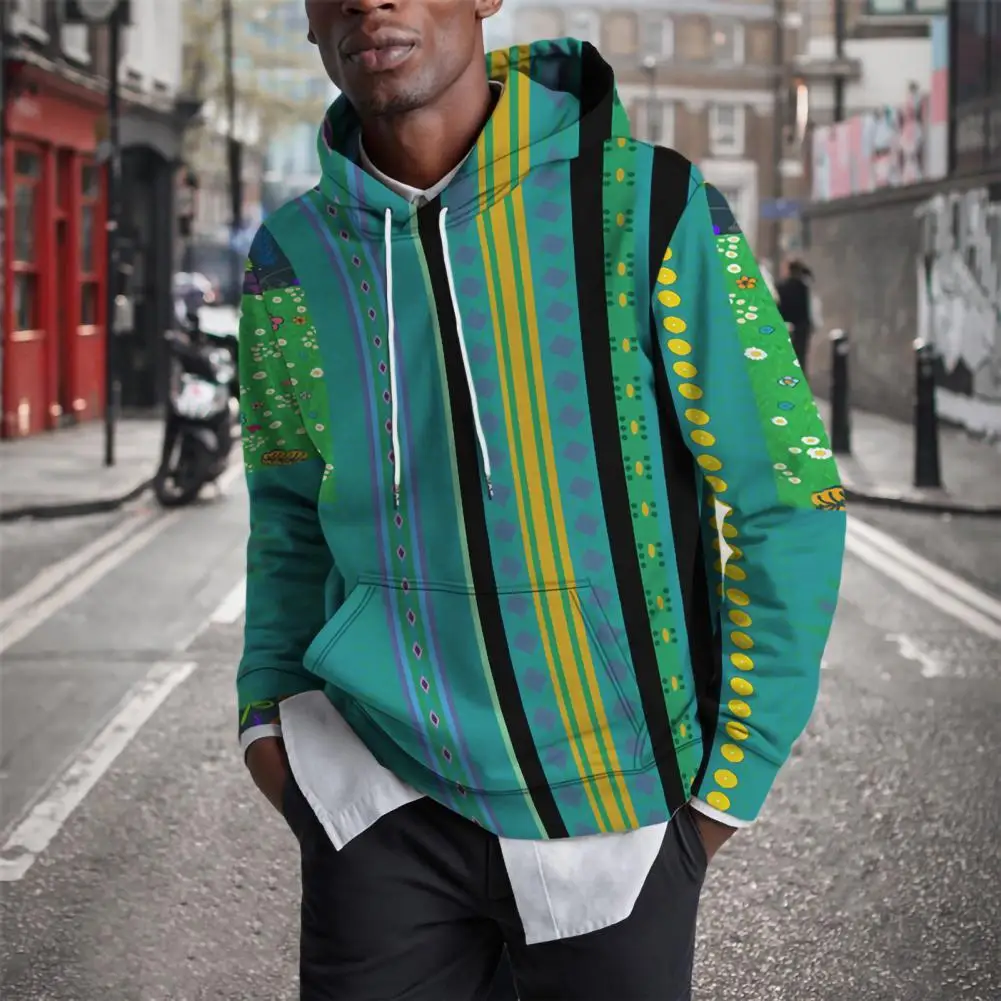 

Красочная толстовка с объемным принтом в полоску и кулиской, худи с геометрическим рисунком для повседневной носки