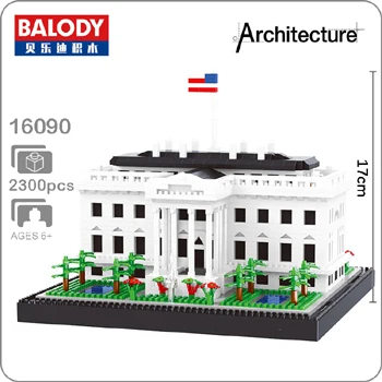 White House Balody architecture Congress Building Эйфелева башня белый дом Биг Бен Лувр алмазное здание маленькие блоки игрушка без коробки - Цвет: White House