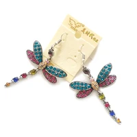 silver drop earrings women jewelry a pairset cubic zircon pretty dragonfly