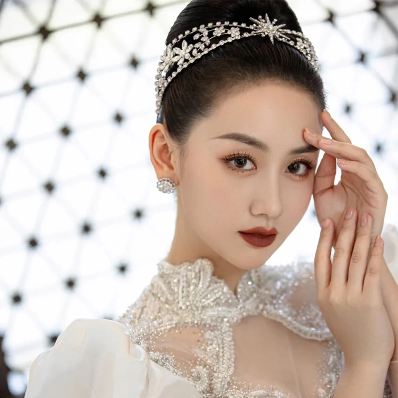 Роскошные свадебные аксессуары со звездами и снежинками 2021 Женская диадема