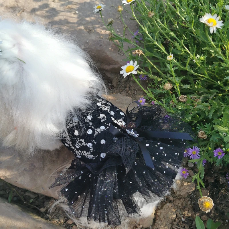 Новинка 2021 модное пикантное платье на бретельках для щенков черное белое в