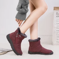 winter new warm womens snow boots side zipper waterproof cloth 43 low heel casual womens shoes flats womens boots