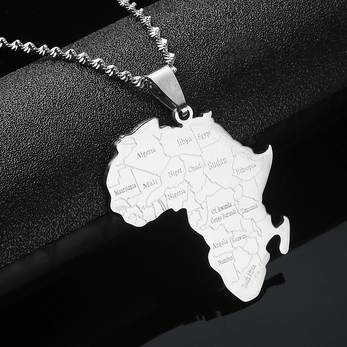 Hip-hop Africa Map Pendant Necklace Country Mali Nigeria Congo Sudan Libya Ethiopia Egypt Souvenir Chain Charm Jewelry