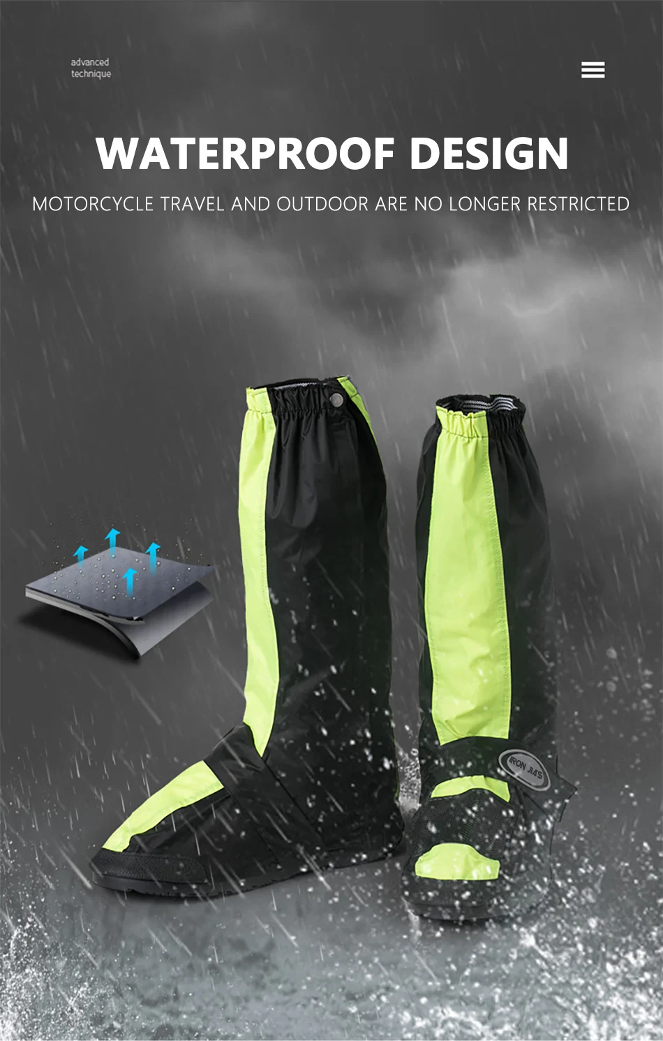 Водонепроницаемые непромокаемые сапоги в байкерском стиле IRON JIA'S Нескользящие