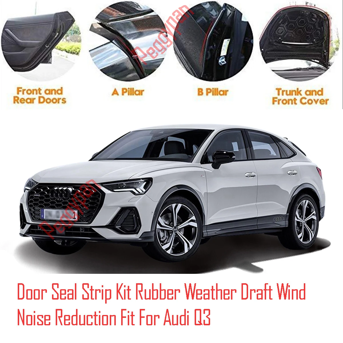Door Seal Strip Kit Self Adhesive Window Engine Cover Soundproof Rubber Weather Draft Wind Noise Reduction Fit For Audi Q3