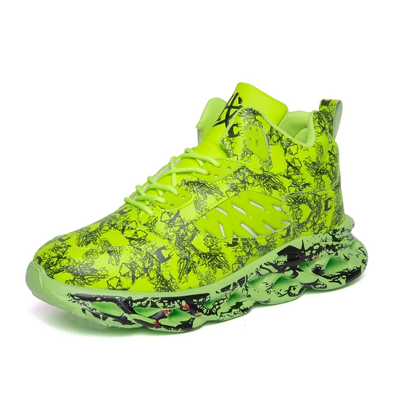 Кроссовки мужские высокие в стиле хип-хоп массивные сетчатые с высоким берцем и