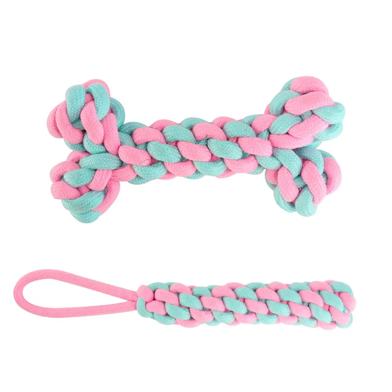 

4pc/8pc/12pc dog toy pet toy pet supplies light blue cotton rope knot toy bite molar interaction pupppuppies teething toy cotton