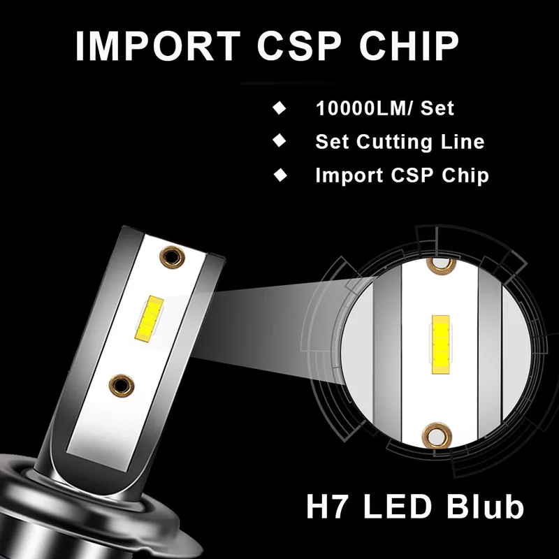 2 ШТ. H7 Светодиодная лампа головного света 10000LM H4 Привет lo CSP Чип H1 H11 9006 9005 12V 24V Мини