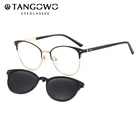 TANGOWO винтажные 2 в 1 магнитные поляризационные солнцезащитные очки женские круглые очки оправа клипсы на оптические очки для близорукости по рецепту est3521