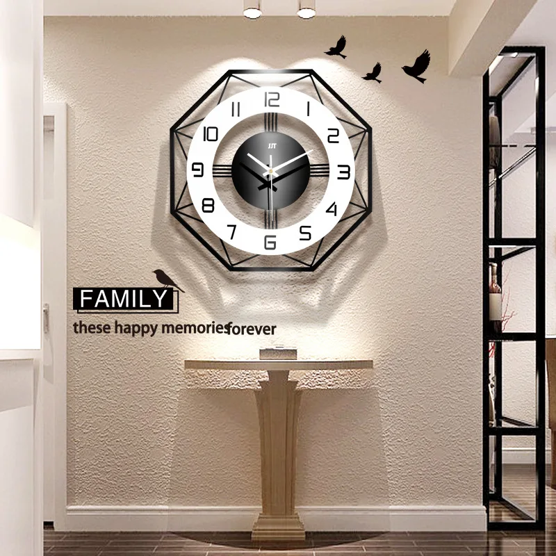 

43X43CM Nordic simple home decoration fashion wall clock creative living room, bedroom exquisite clocks