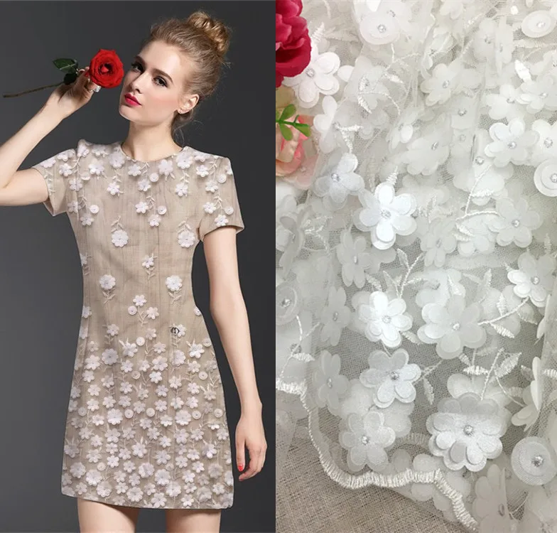 Сетка аппликация вышивка ткань шифон двойной 3D бабочка цветок ткани модное