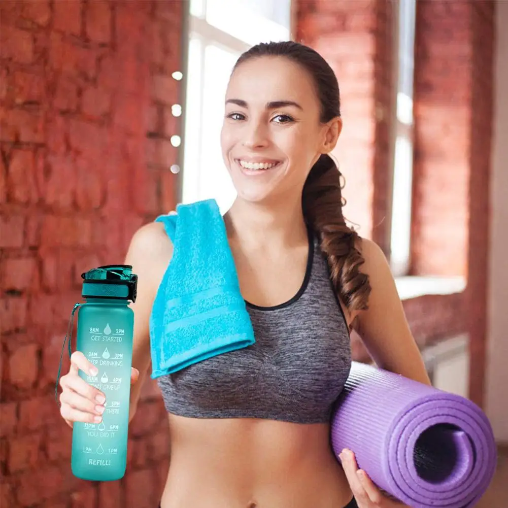 

Motivational Water Bottle with Time Marker Leakproof Bottle for Fitness Sports Motivational Water Bottle with Time Marker