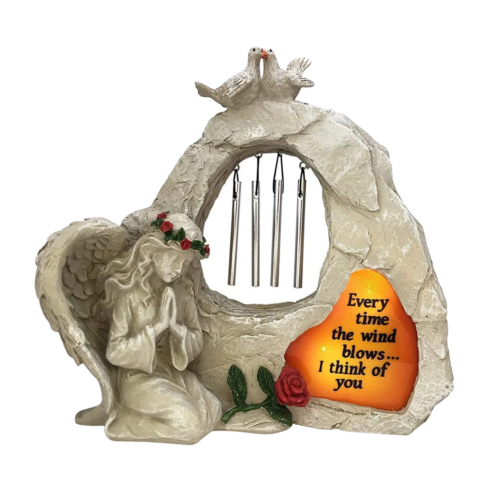 

Nordic Angel Figurine Artwork with Wind Chimes Home Office Memorial Garden