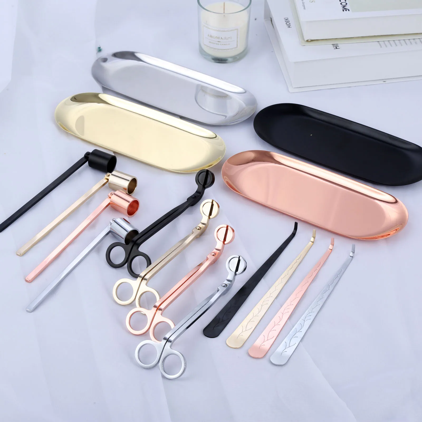 4pcs/set Candle Car Kit Wick Trimmer Dipper Snuffer Storage Tray Care Repair Tool Home Decor | Дом и сад