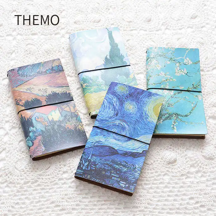 

2022 Controlled Van Gogh Monet's Handbook Function and Efficiency Manual PU Leather Notebook Travel Handbook Notebook Stationery
